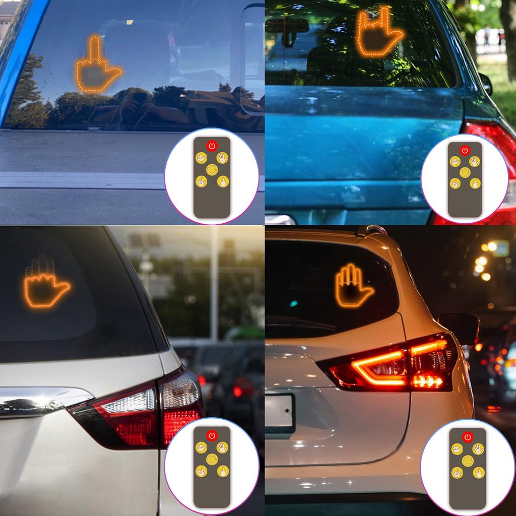 Автомобильный забавный светильник для жестов, фонарь для пальцев на заднем стекле автомобиля с дистанционным управлением, предупреждение, интерактивная ладонь