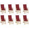 Day and Night - Day and Night Reclining Garden Chairs with Cushions 8 Pcs Solid Teak