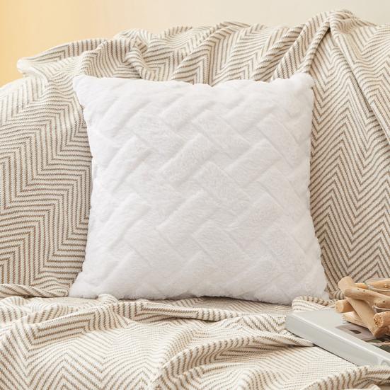 Плюшевая Наволочка Пушистая Наволочка Квадратная На Молнии для Подушки с Подушкой-Пледом Гостиная Спальня