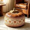 PU Leather Sofa Stool Cover Unstuffed Clothes Storage Bag Lotus Print Seat Cushion Cover  Balcony