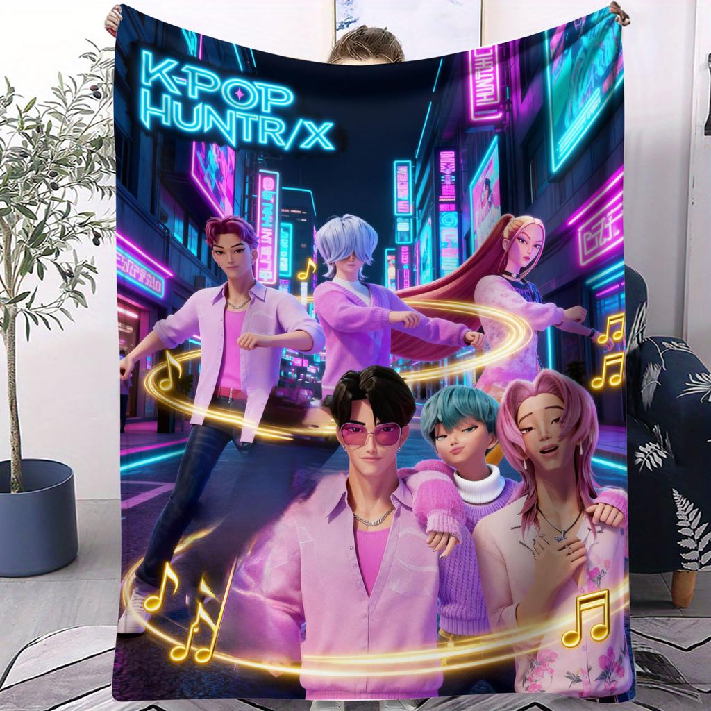 1 шт. Фланелевое одеяло K-pop Охотник на демонов Девочки Мальчики Плюшевое покрывало Новинка Теплое для дома Офиса Дневного сна Кемпинга Всесезонный Подарок