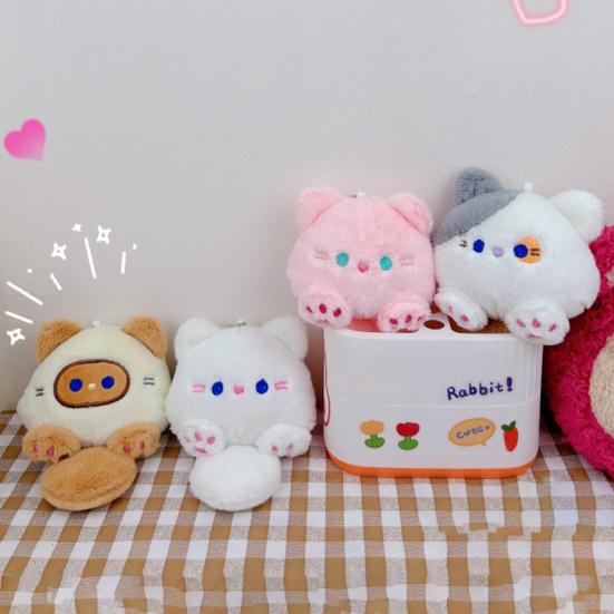 Плюшевый брелок-подвеска в виде кошки со встроенной пищалкой, милый толстенький, аниме котенок, плюшевые игрушки, декоративная мягкая набивная кукла, игрушка, шармы для рюкзака