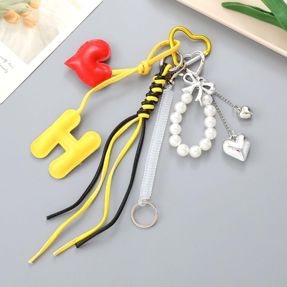 Keychain Heart Pendant Key Ring Korean Style Y2k Bag Pendant Sweet Braided Rope Bag Charm Couple