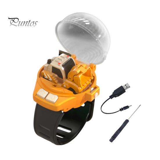 Kids Watch Remote Control Car USB Rechargeable Adjustable Strap 2.4GHz RC Mini Racing Vehicle Wrist Toy with LED Light Toddlers Boys Girls Gift