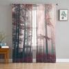 Autumn Woods Mysterious Fog Tulle Curtains for Living Room Sheer Curtains for Bedroom Kitchen Window Curtain