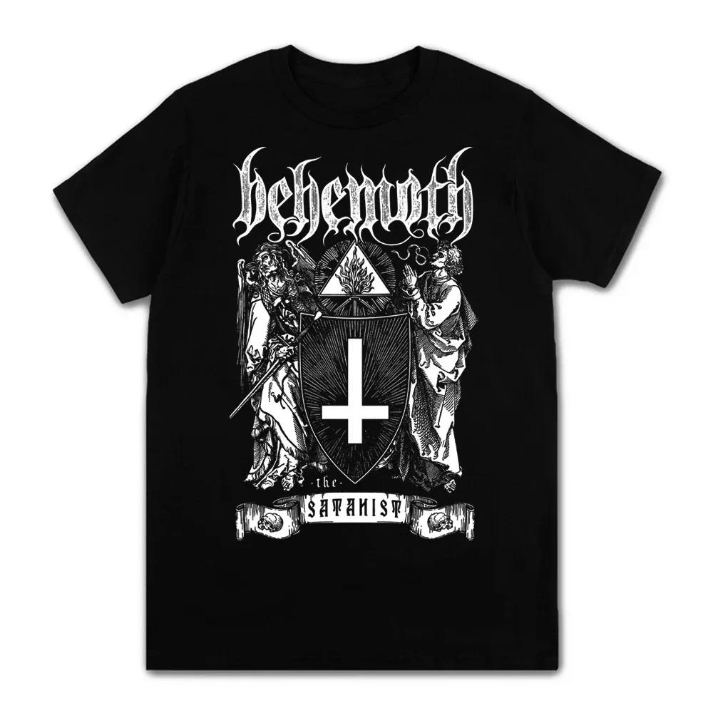 Мужская одежда Летние футболки Черные футболки с принтом Metal Behemoth с круглым вырезом и коротким рукавом Топы Футболка большого размера Мужская уличная одежда