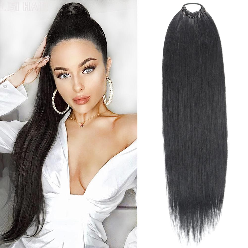 MISS WIG Конский хвост с эластичными резинками для волос Длинные прямые накладные хвосты Синтетические накладные волосы Элегантные для ежедневного использования Аксессуары для волос