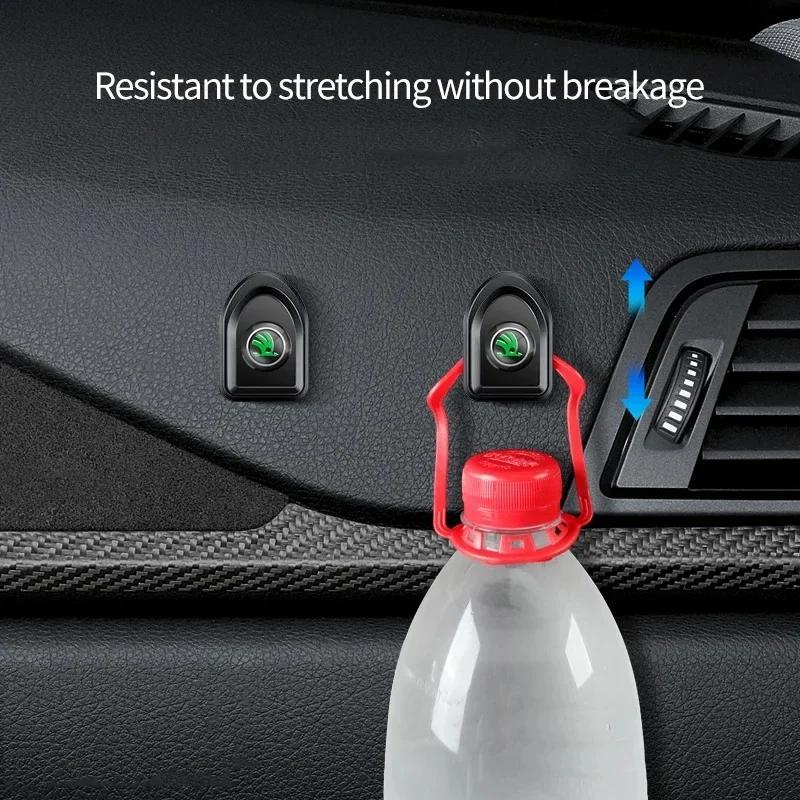 EMIW1 2/4Pcs Car Storage Hooks Holder Clips Interior For Skoda Octavia Kodiaq Enyaq iV Kamiq Scala Superb Fabia Rapid Karoq Vision RS