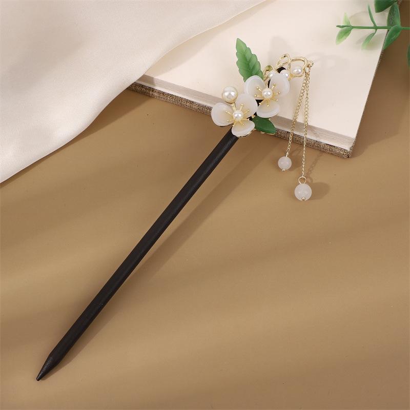 Заколка для волос с кисточкой в стиле эбони: Винтажное деревянное украшение для волос для женщин, идеально подходящее для простых причесок и украшений для старинных костюмов