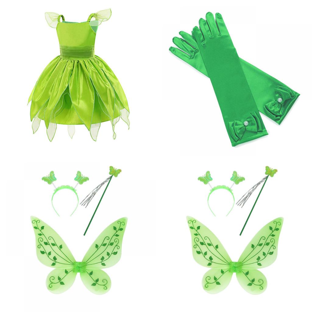 Children's Tinker Bell Fairy Princess Dress Polyester Fiber Fabric Perfect For Kids' Halloween Cosplay 80-150cm