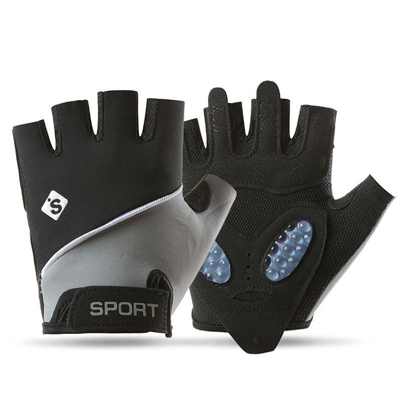 Fitness Gloves for Men and Women Outdoor Riding Breathable Ice Silk Anti Slip Wear Resistant Liquid Silicone Sports Half Finger Gloves
