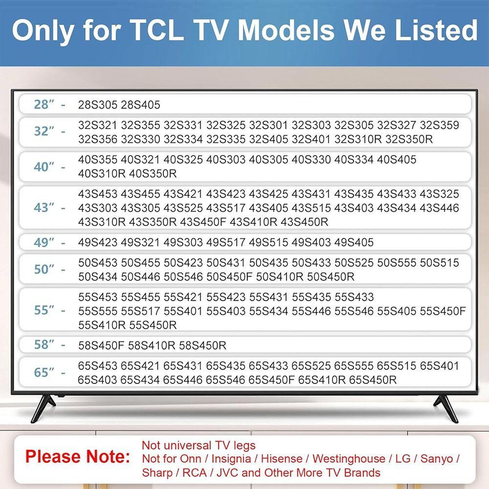 Замена Нескользящая Подставка для Телевизора с Винтами Прочные Ножки Подставки для Телевизора Без Сверления Твердая Опорная База Подставка для TCL/Roku