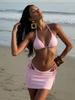 2026 Новый Весна/Лето Женский Розовый Купальник Бикини Треугольник Халтер Завязки по Бокам Мини-Юбка Накидка Купальник из 3 предметов Пляж Бассейн Отпуск K302