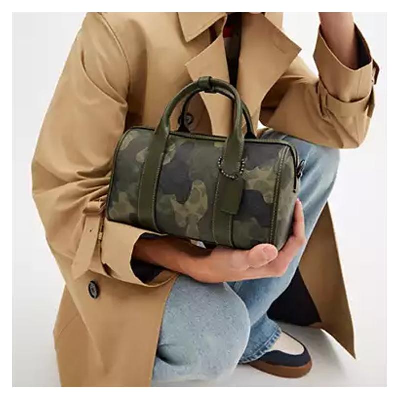Coach Gotham 24 Съемный плечевой ремень Застежка-молния Покрытие из канваса Сумка-кроссбоди Тоут Средний Мужской Камуфляж Зеленый
