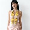 Silk Fabric Floral Shoulder Sash Satin Fabric Artificial Floral Garland  Birthday Party