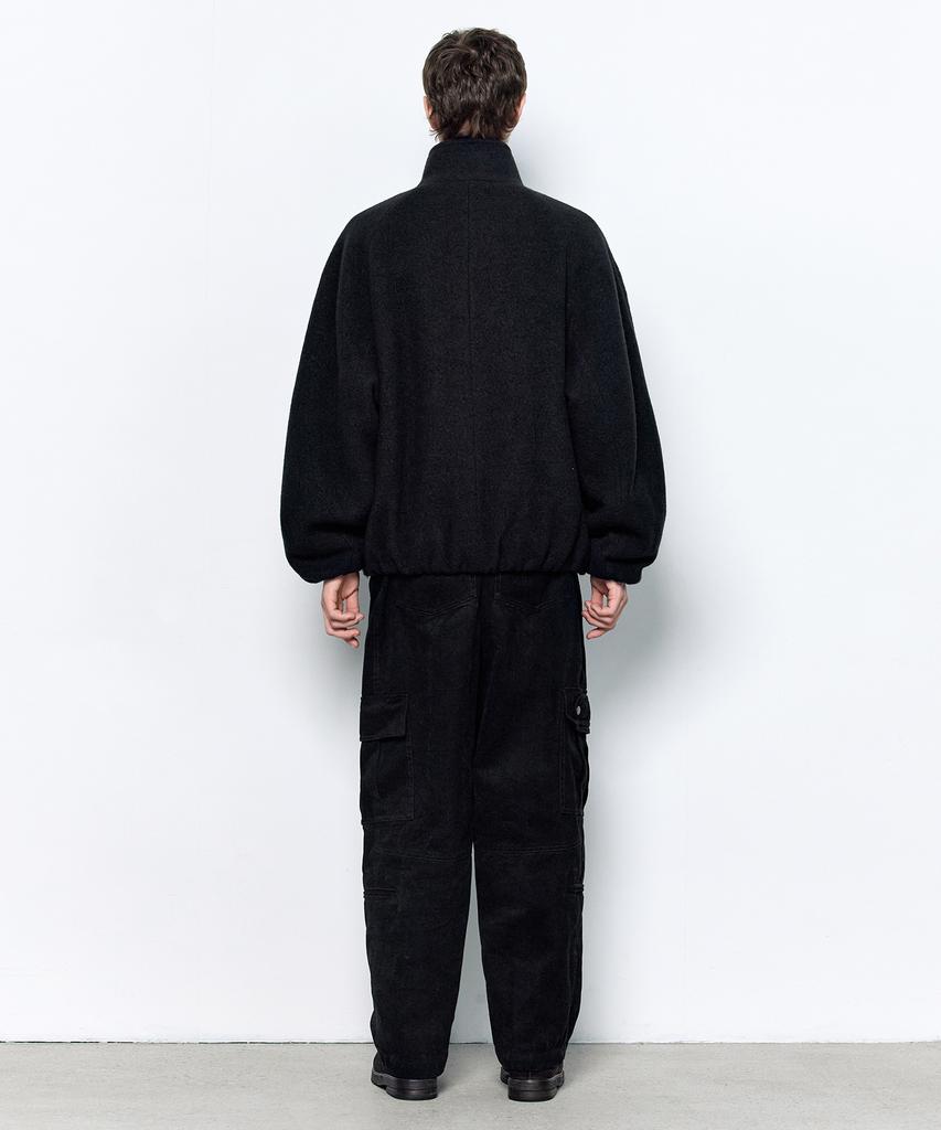 Insilence Boucle Wool Zip-Up Puffer Jumper Black