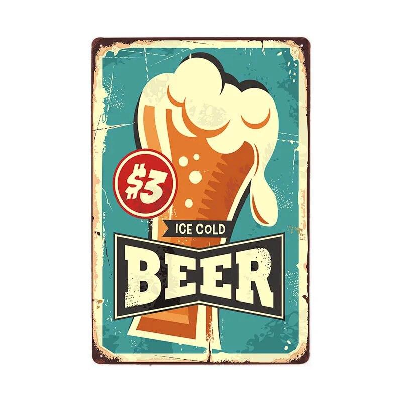 Винтажная металлическая пластина для пива, картина, настенный декор, металлический знак для бара, паба, ретро-плакат, доска 20x30 см