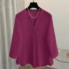 ZANZEA Women Casual V-Neck Solid Color Loose 3/4 Sleeve Cotton Blouse