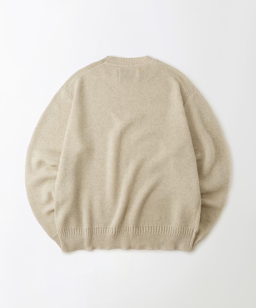 OUTSTANDING Linen Fisherman Crew Neck Knit_Ecru