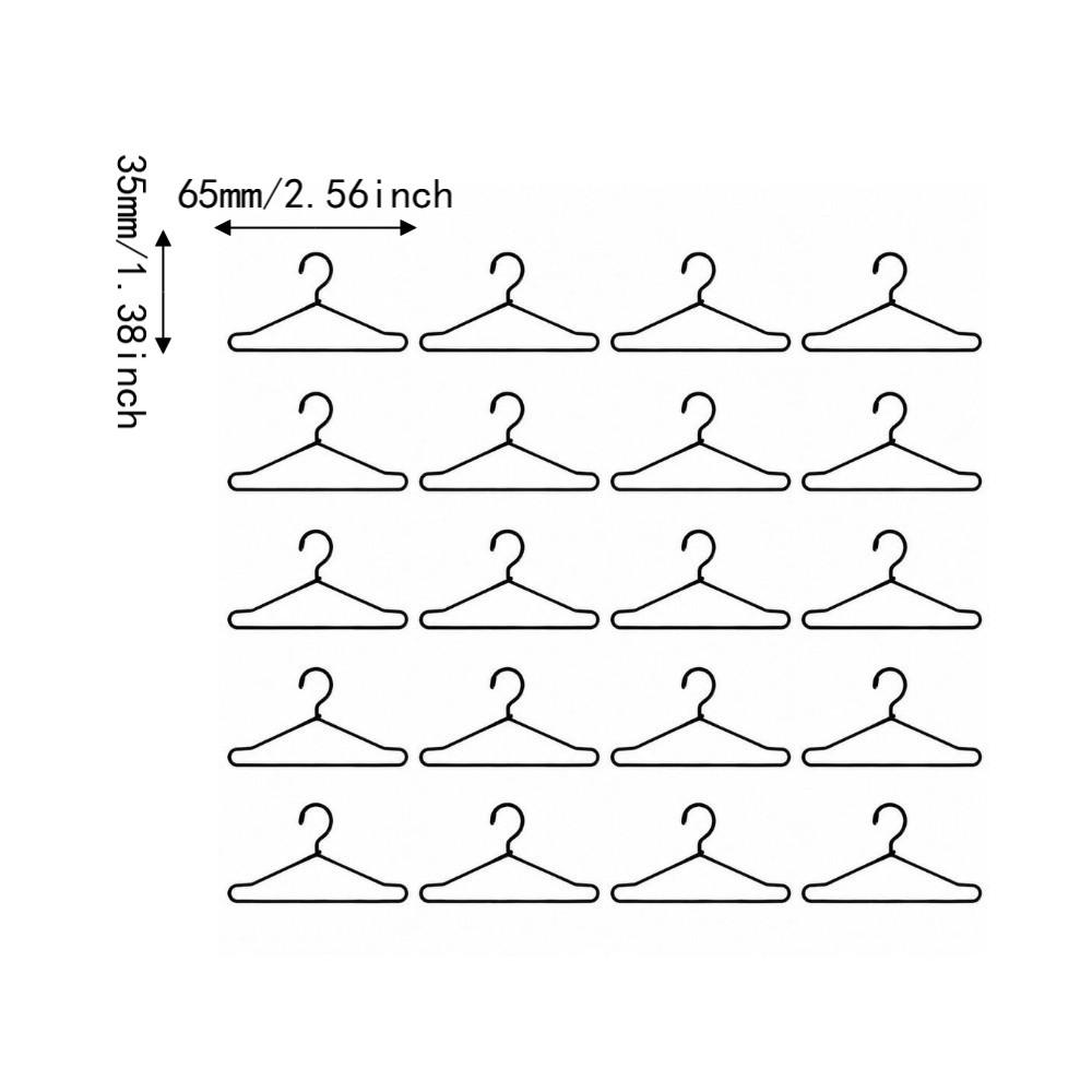 20pcs 65mm Size Miniature Wire Hangers Small Size Doll Dress Hangers Garment Organizer