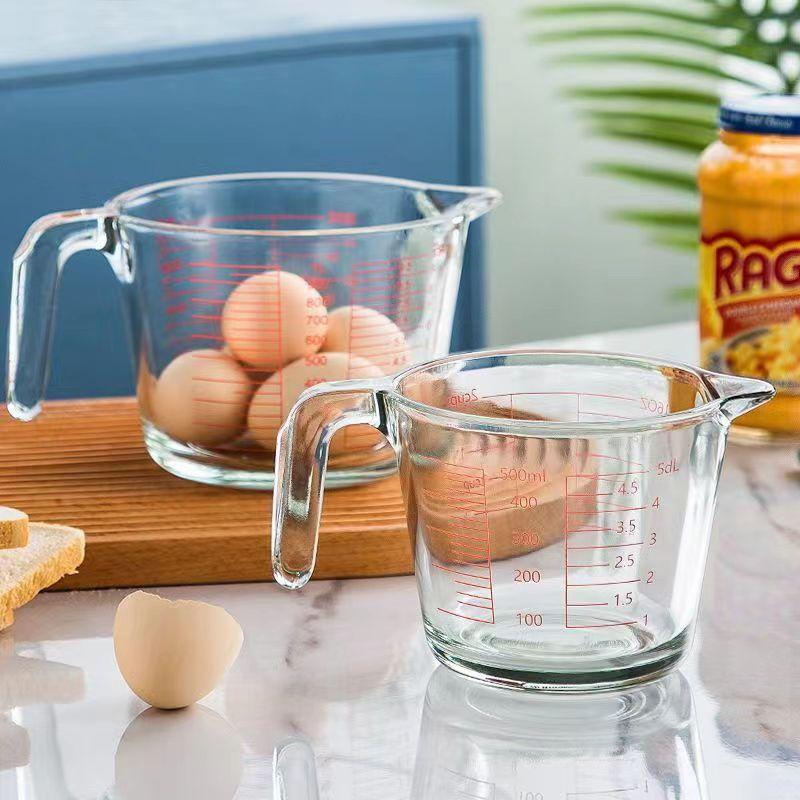 500/1000 мл стеклянные мерные стаканы кувшин для еды контейнер для жидкости весы чашка для смешивания прочный кухонный инструмент для выпечки тортов кухонные принадлежности