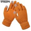 Touch Screen Gloves for Winter Couples with Thick Woolen Yarn Anti Slip Riding Finger Insulation Knitted Warm Gloves