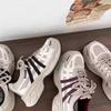 2025 Spring New Popular Thick-soled Heightened Mesh Dad Shoes Women's Color Matching Lace-up Versatile Sports and Leisure Shoes