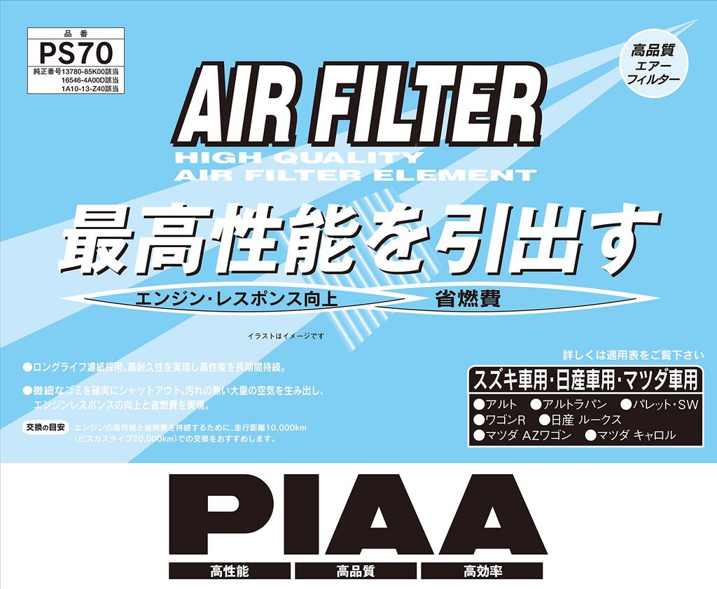 PIAA PS70 Car Air Filter and Mazda AZ and Other Vehicles (1 Piece) [For Suzuki, Nissan, Vehicles] Alto, Roox, Wagon,