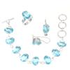 Swiss Blue Quartz Gemstone Ethnic Jewelry Bracelet Set 7-8''