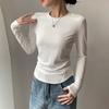 Women Bottom Tops Round Neck Long Sleeve Slim Fit Base Shirt Solid