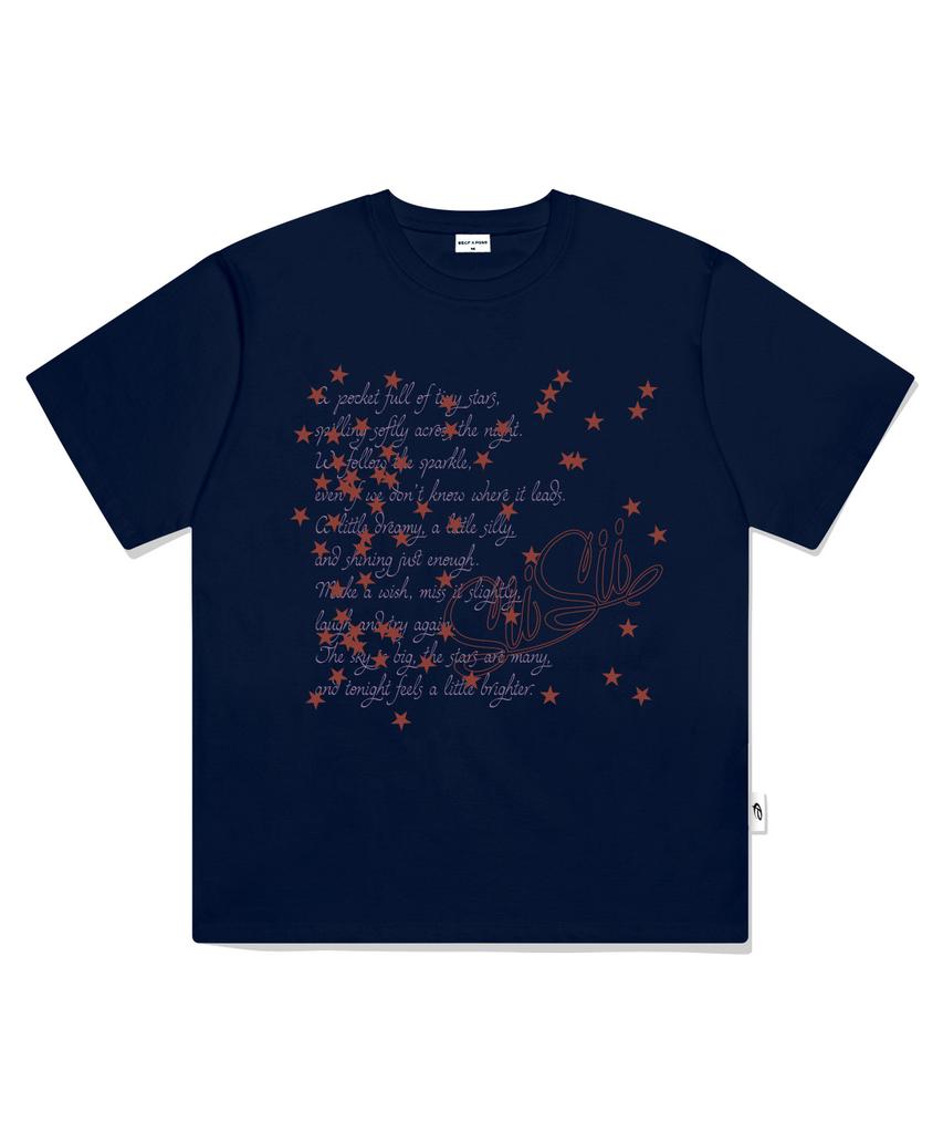 PAGESIISII Random Star Print Short Sleeve T-Shirt Navy