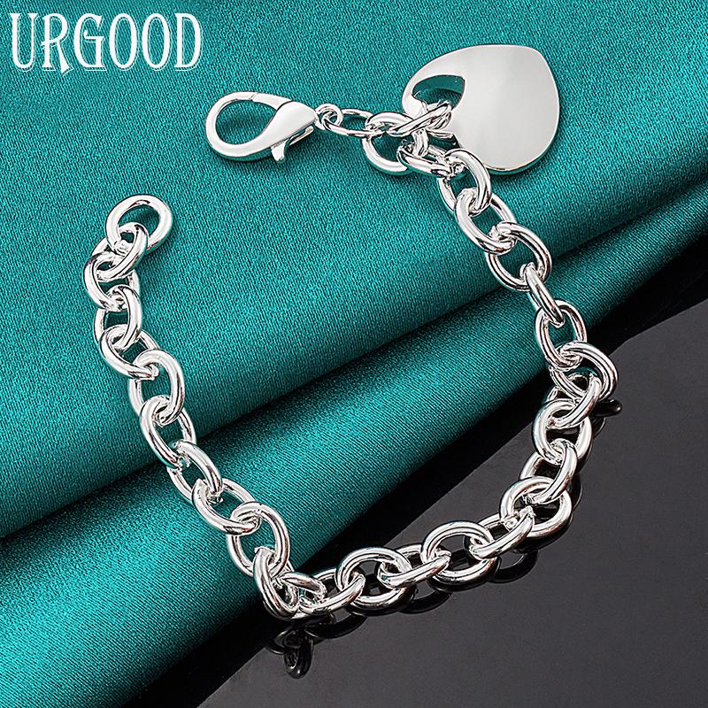 Браслет с подвеской в ​​виде сердца из стерлингового серебра 925 пробы, модные ювелирные изделия