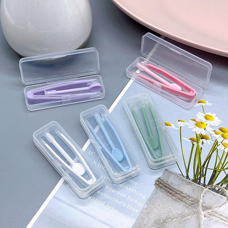 Candy Color Contact Lens Tweezers Suction Stick Set for Eyes Care Tool Kit Portable Soft Lenses Inserter Remover Travel Case