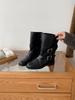 2025 New Fashionable Spice Girl Round Head Buckle Belt Outer Wear Medium Tube Roman Martin Boots Versatile Fashion Boots