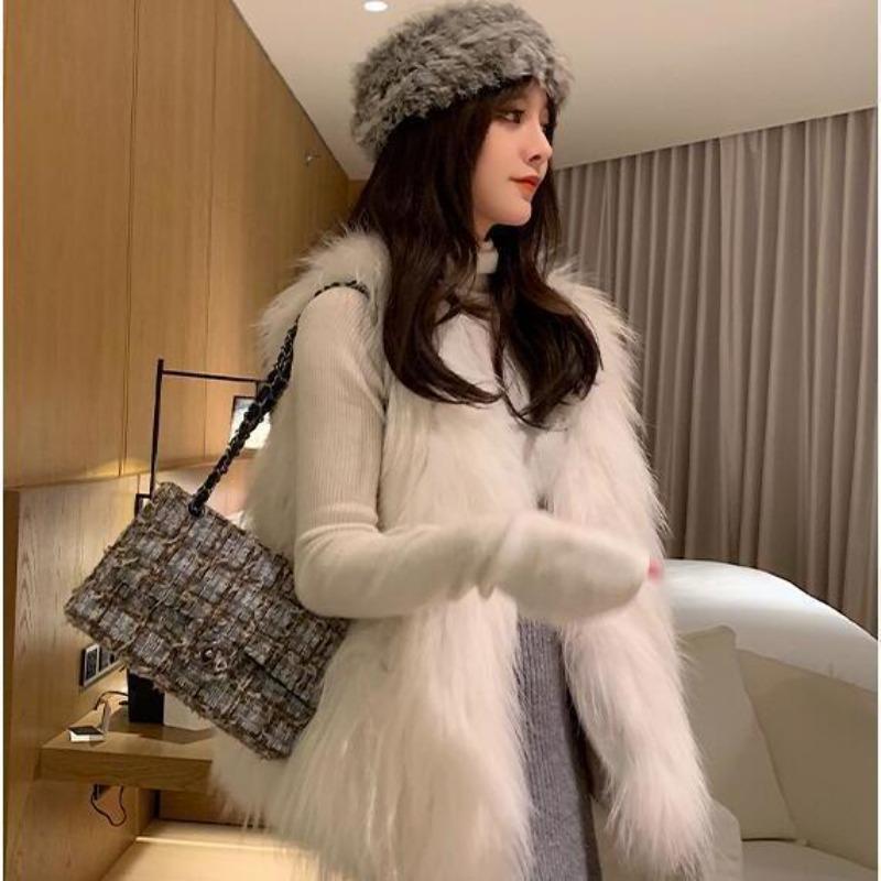 Осенне-зимний меховой жилет средней длины 2 новых imitation raccoon wool girl imitation fox fur imitation fur coat woman