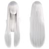 80cm Long Synthetic White Purple Cosplay Wigs Green Hair Straight Silver Wig Pink Hairpiece Lolita Wig with Bangs