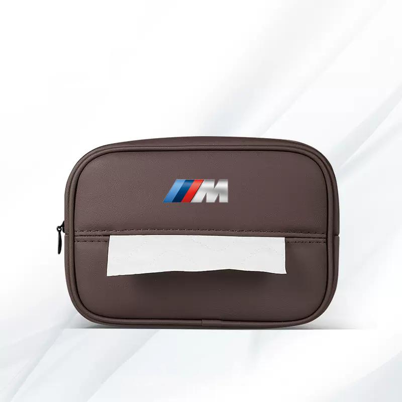 LPTJD1 2026 Car Sticker Car Logo Tissue Box Seat Hanging Paper Towel Storage Bag For BMW E46 E90 E60 F30 F10 G30 F20 E70 E39 E36 E87 X7