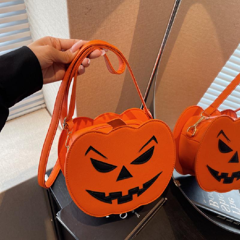 Pumpkin Crossbody Bag For Women Pumpkin Shoulder Bag Female Halloween Bag Pu Leather Demon Messenger Bag Halloween Shopper Bag