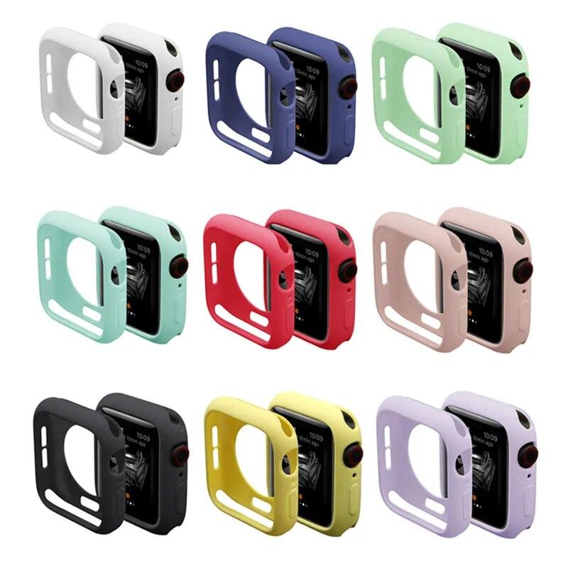 Мягкий силиконовый чехол для Apple Watch series 9, 8, 7, 45 мм, 41 мм/ультра 49 мм, защитная крышка, чехол iWatch SE 6, 5, 3, 44 мм, 40 мм, 42 мм, 38 мм
