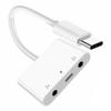 UC-155-TC005 Type C To Dual 3.5mm Audio AUX+MIC Sound Card with PD Power Charge Adapter for Laptop Tablet Phone