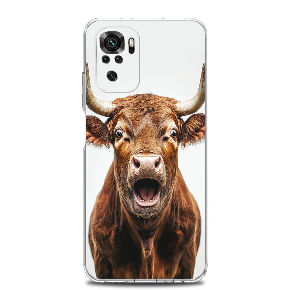 Чехол для телефона для Xiaomi Redmi Note 15 14 13 12 4G 10 11 Pro Plus 5G 14C 13C 12C 10C Прозрачный Мягкий ТПУ Чехол Бык Животное
