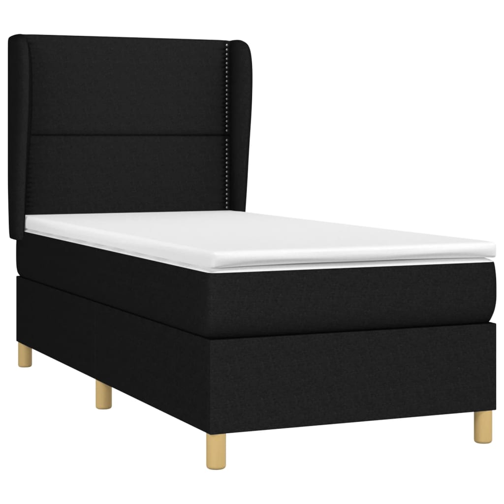 Box Spring Bed with Mattress Black 80x200 cm Fabric