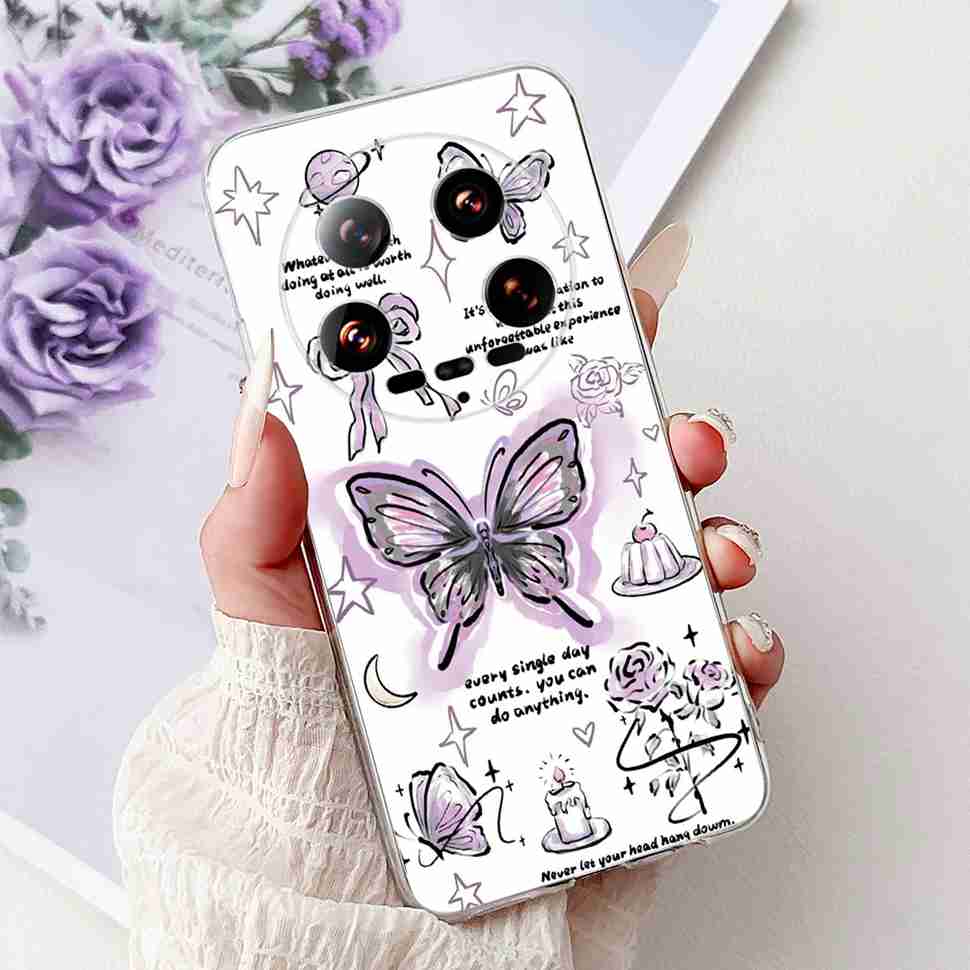 Case For Xiaomi 14 Ultra Butterfly Silicone Soft Phone Cover For Xiaomi Mi 14 Mi14 Ultra Shockproof Back Fundas Xiaomi 14Ultra