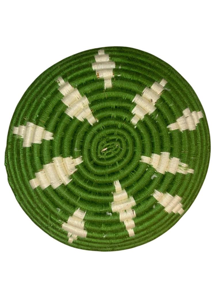 Handmade Moroccan Wicker Tray – Traditional Berber Weaving In Green and White