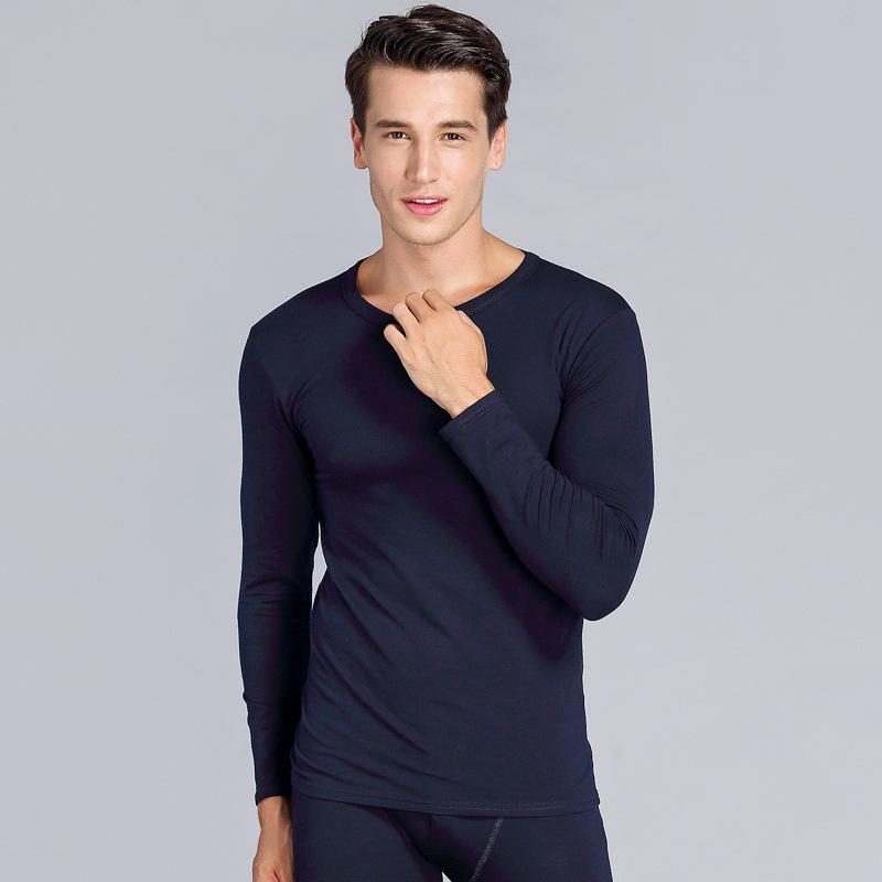 Унисекс Осенне-зимний Теплый Комплект Термобелья - Эластичный Базовый Слой Однотонного Дизайна с Круглым Вырезом для Пар