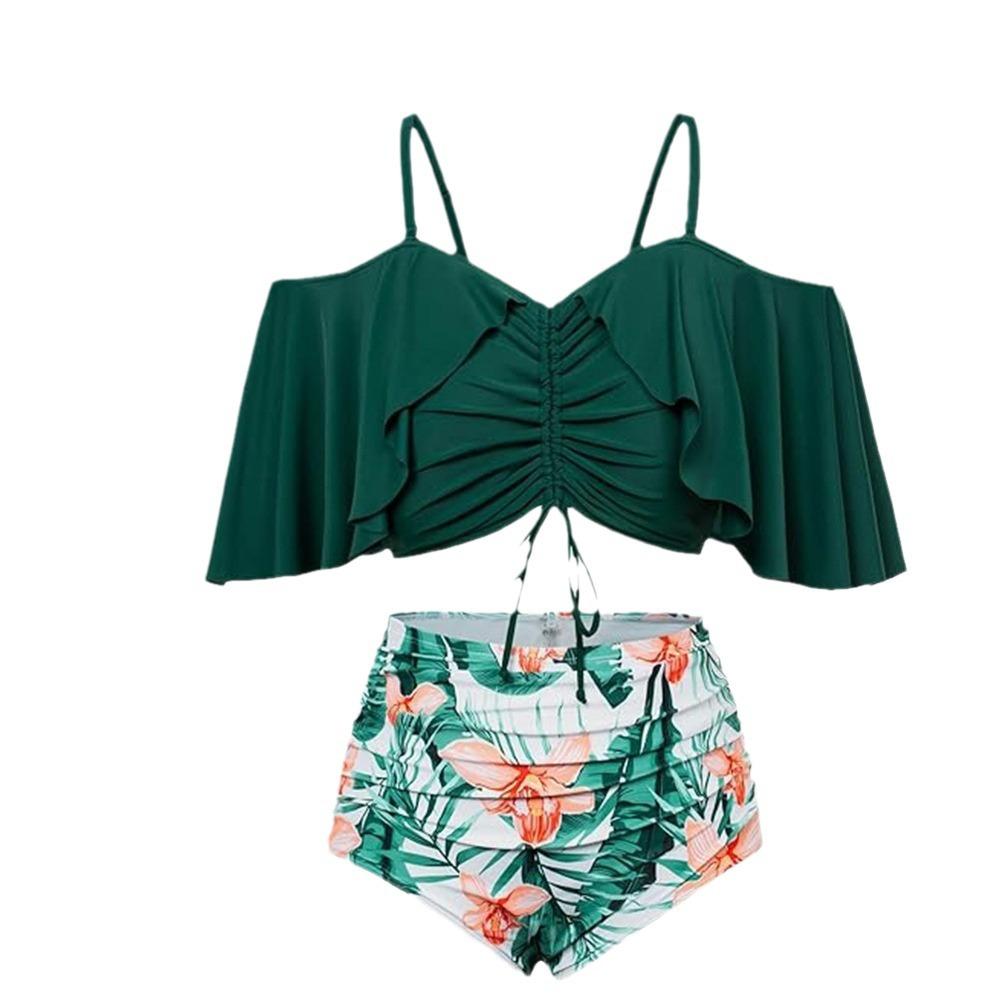 2024 Новый комплект бикини больших размеров для полных женщин, эластичный сексуальный купальник, женский купальник высокого качества из полиэстера, женский купальный костюм с принтом, женский летний купальник