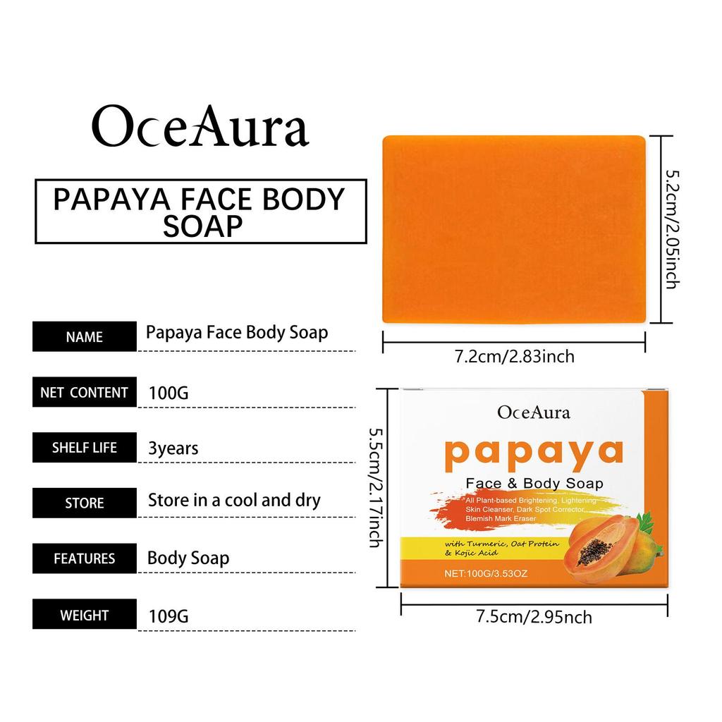 Papaya & Turmeric Body Bar, Smooth Nourishing Skin, Refreshing Fragrance, Gentle Cleansing Soap for Face & Body
