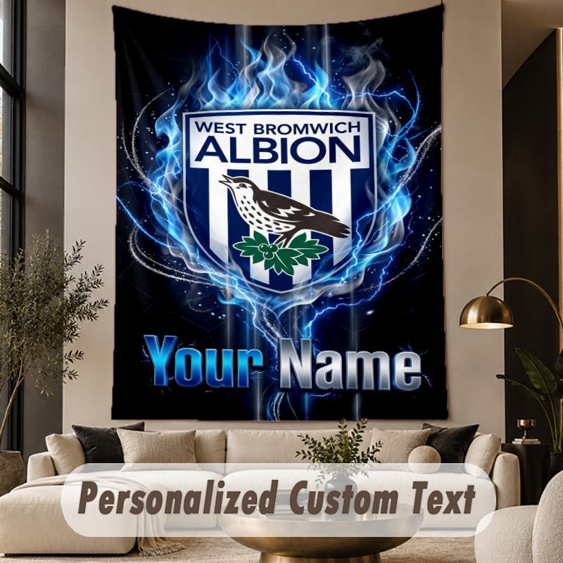 Custom Text Tapestry West Bromwich Albion FC Print Wall Tapestry Indoor Living Room Wall Decor