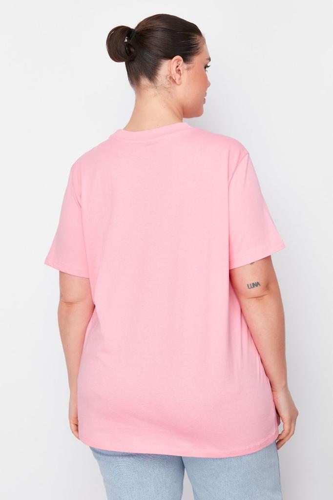 Women's Style Plus Size White Navy Blue Ribbed Collar Boyfriend Knitted T-shirt