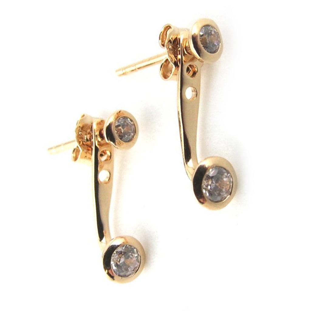 Les Trésors De Lily [M9957] - Gold Plated Earlobes 'Sissi' White Gold - 16x5 Mm